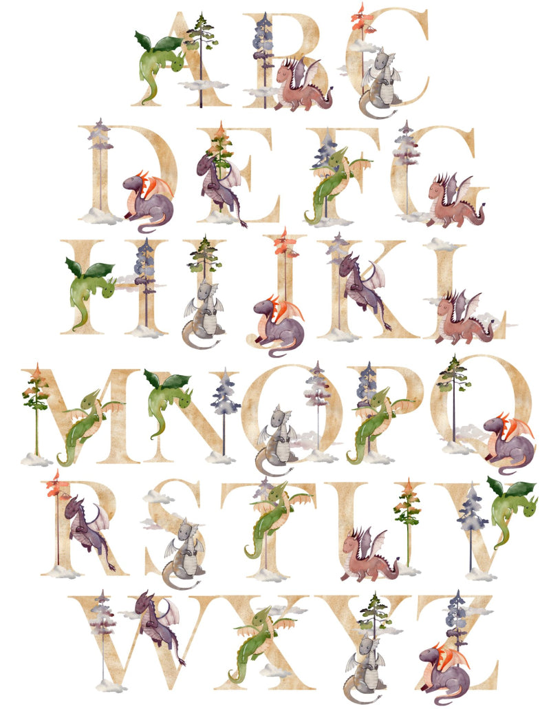 Customized Name Dragon Baby Poster Nursery Wall Decor