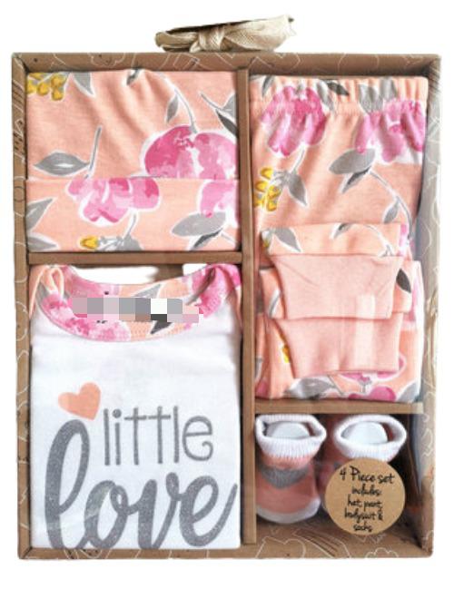4 pc Little Love Girl Baby Gift Box Set 0-6 Months