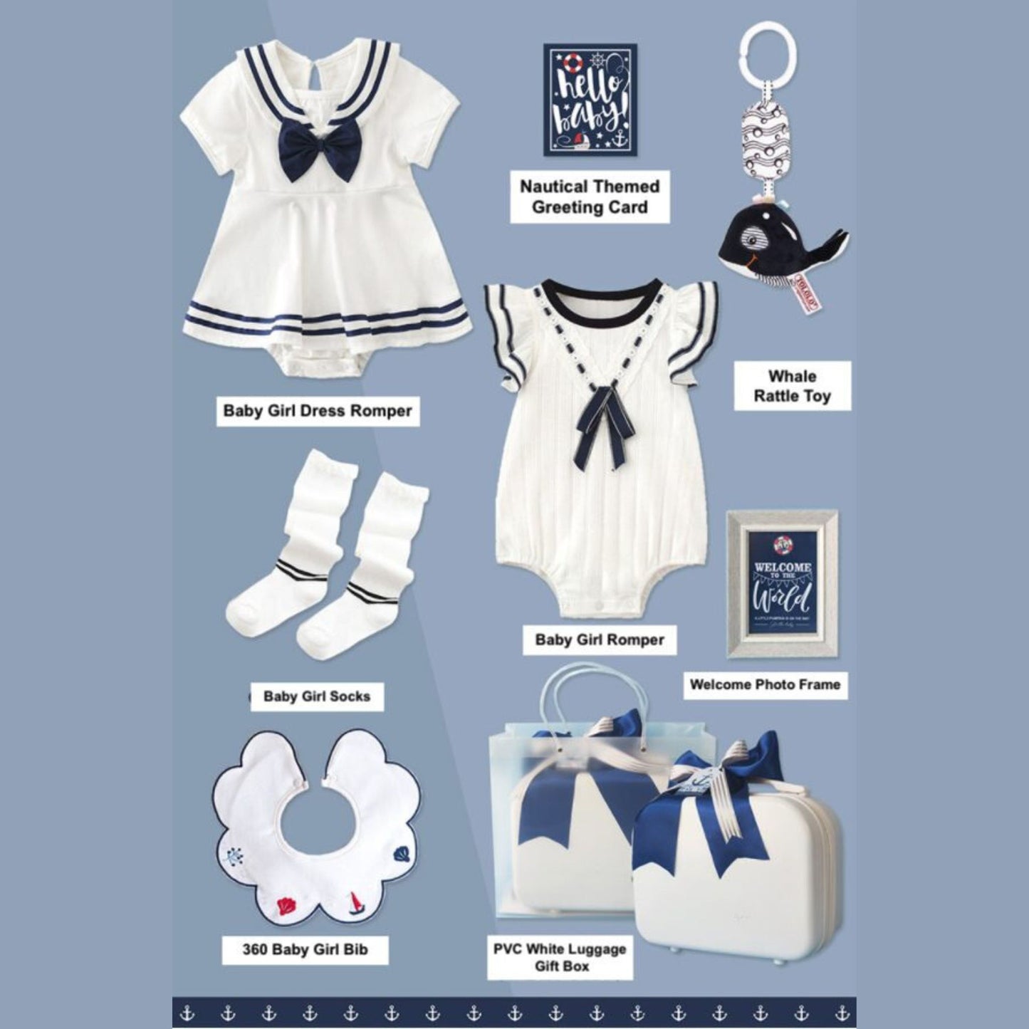 Ahoy Sailor Girl Baby Gift Luggage Set