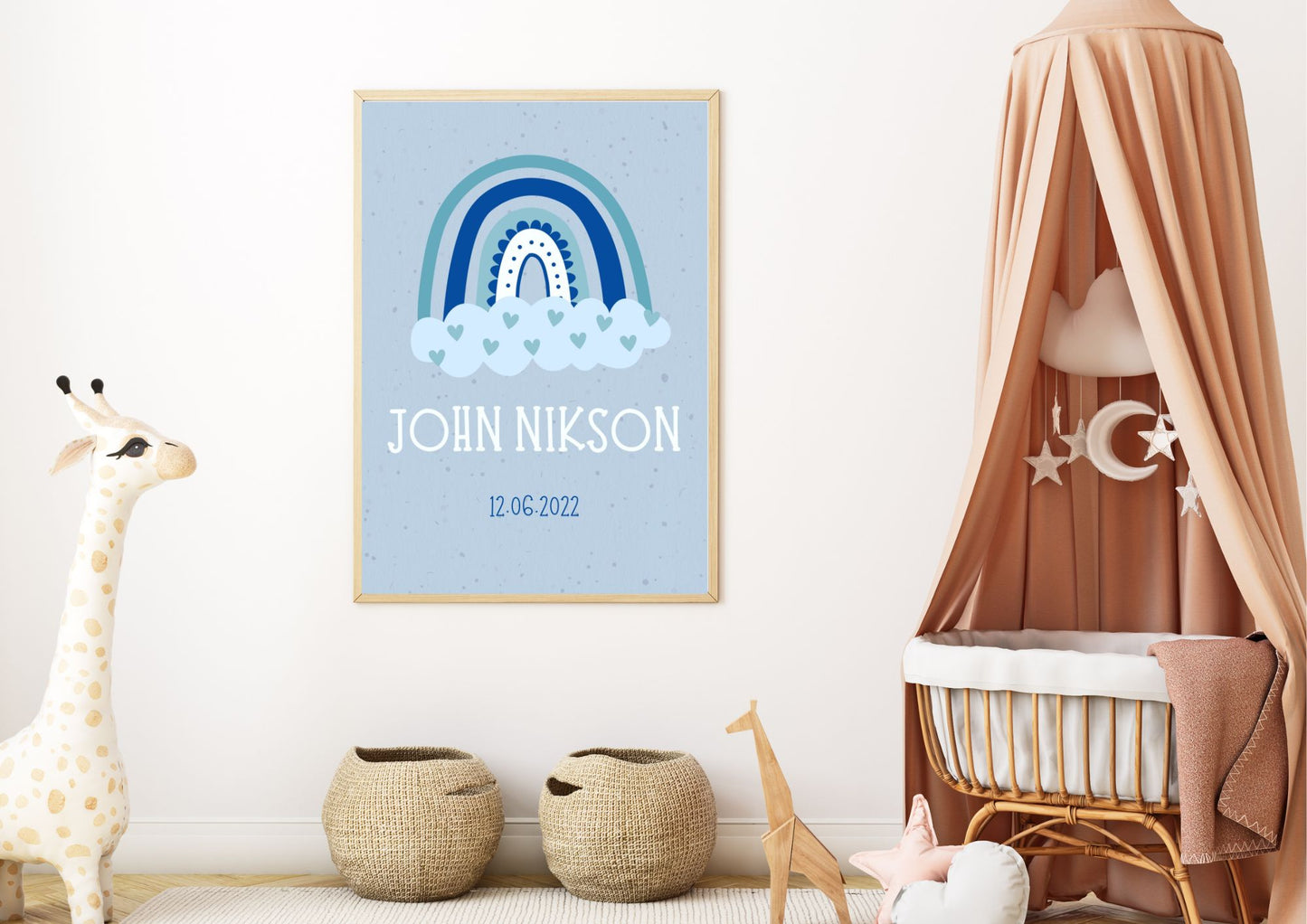 Personalized Rainbow Baby Name Nursery Poster