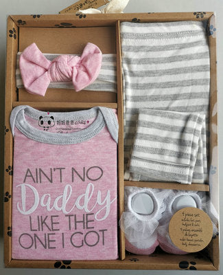 4 pc Aint No Daddy Baby Gift Box Set 0-6 Months