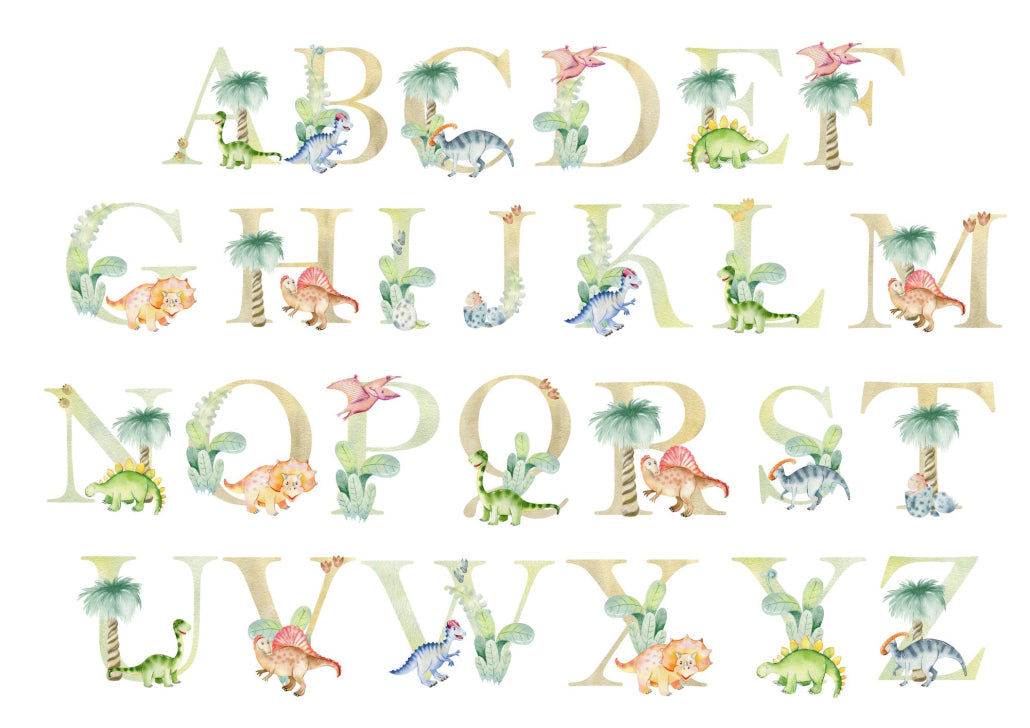 Nursery Room Wall Decor - Custom Baby Name with Dinosaur