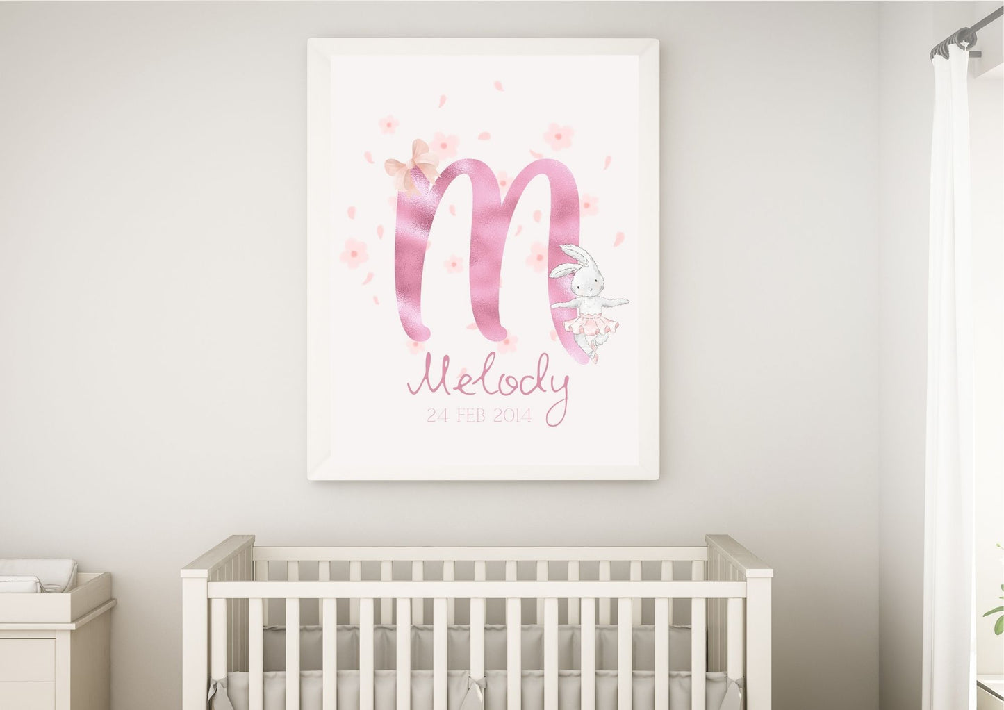 Ballerina Bunny Personalized Baby Nursery Poster