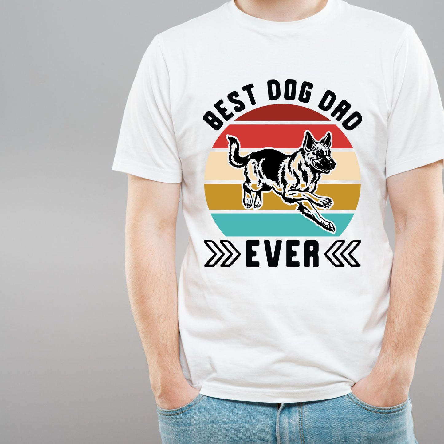 "Best Dog Dad Ever" - Short Sleeved T-Shirt for Father's Day Gift