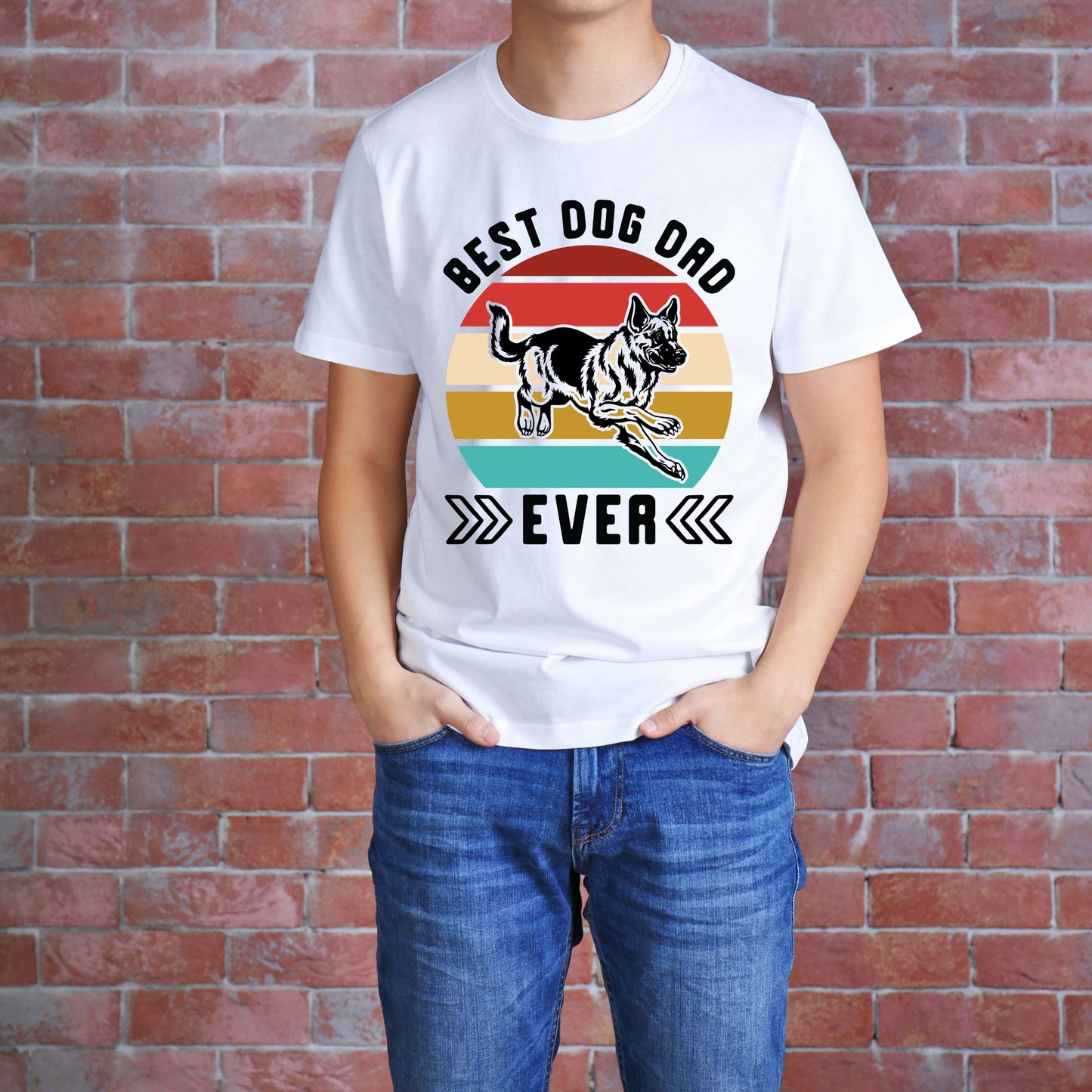 "Best Dog Dad Ever" - Short Sleeved T-Shirt for Father's Day Gift