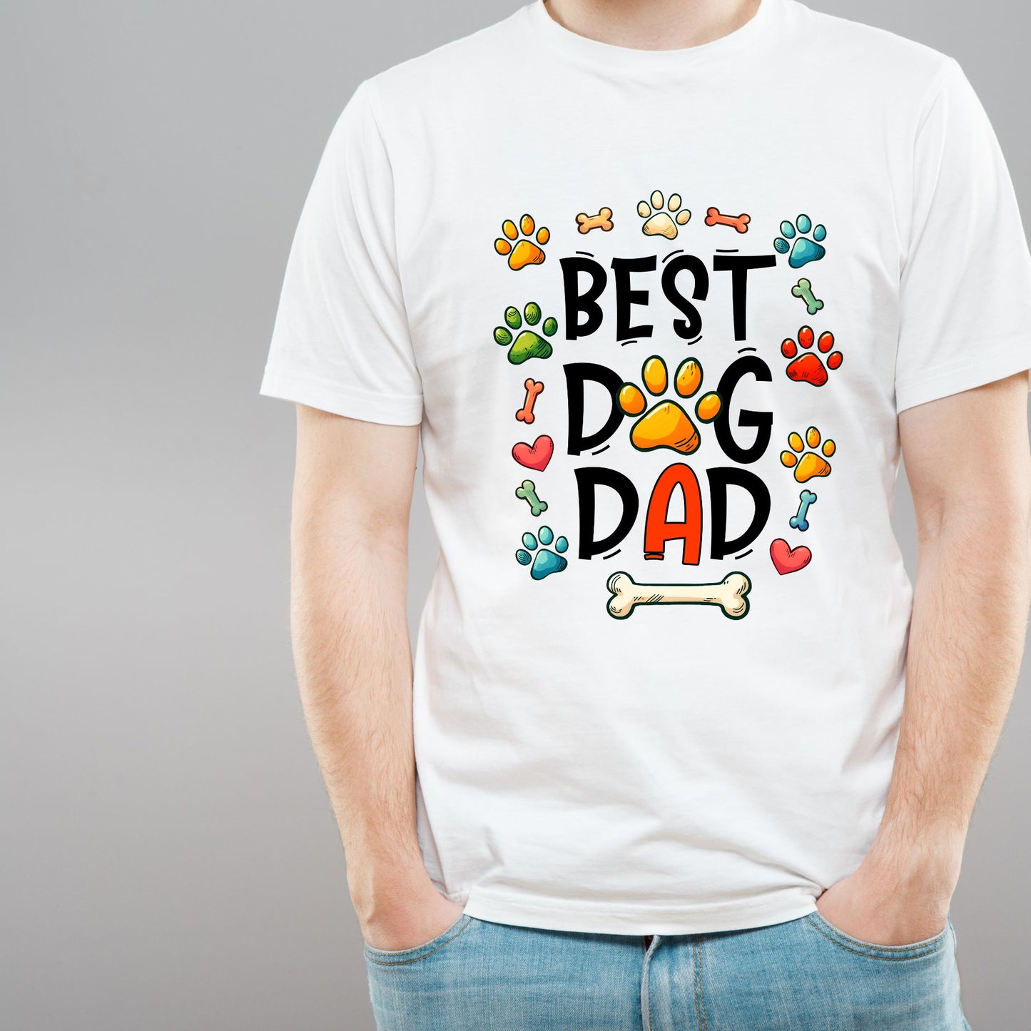 "Dog Dad Paw & Bone Tee" - Dad Shirts