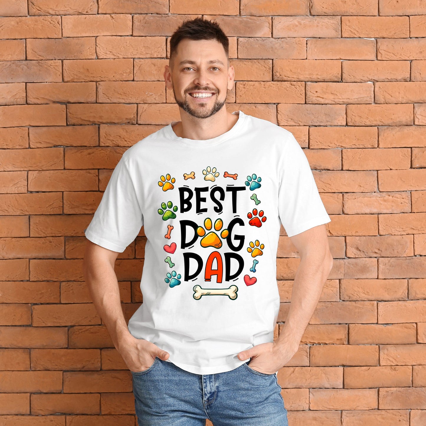 "Dog Dad Paw & Bone Tee" - Dad Shirts