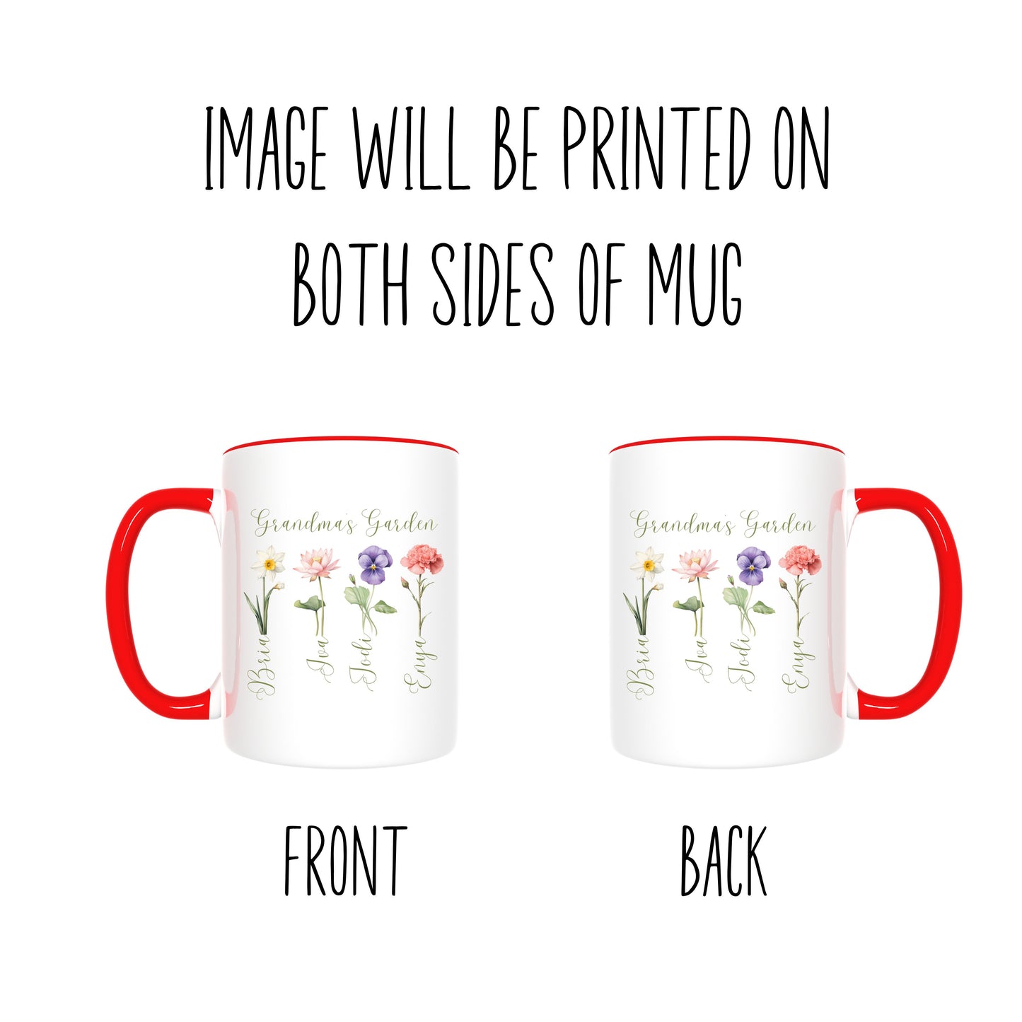 Custom Birth Flower Mug - Gift for Grandma or Mom