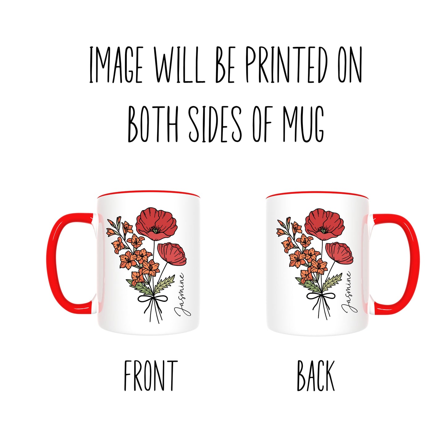 Personalized Birth Flower Name Mug - Mom Gift