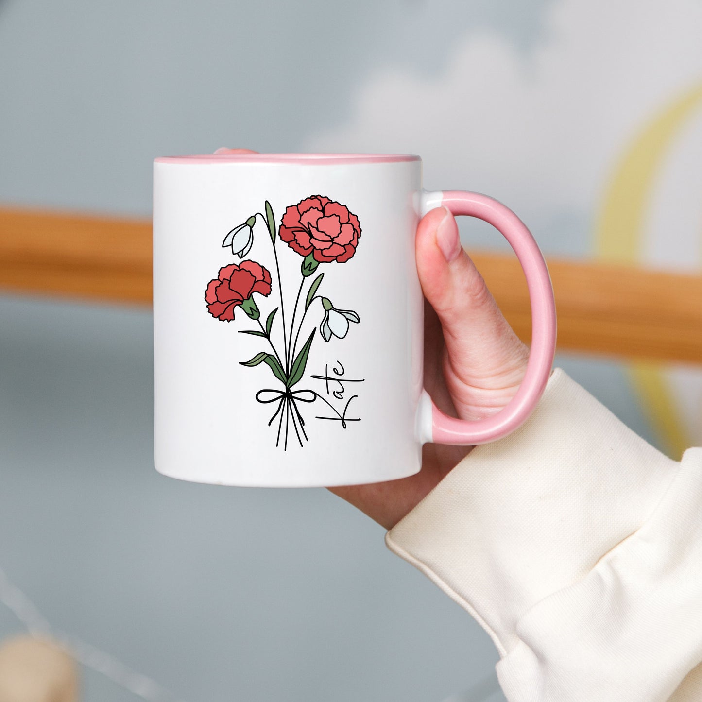 Personalized Birth Flower Name Mug - Mom Gift