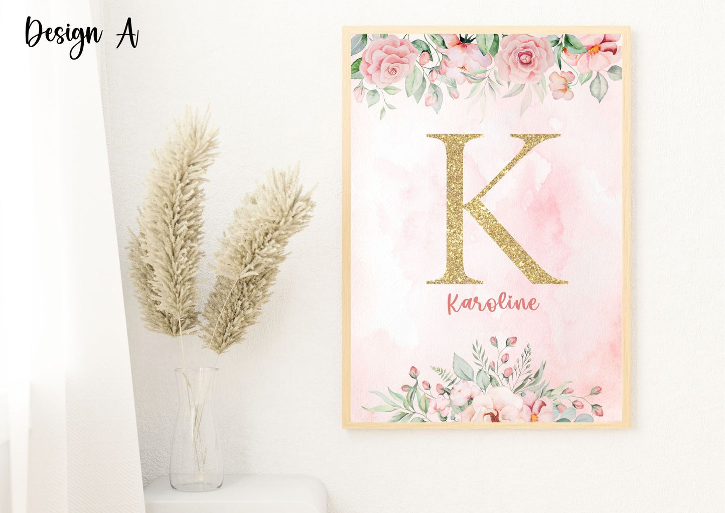 Blossom Baby Name Initial Nursery Wall Poster