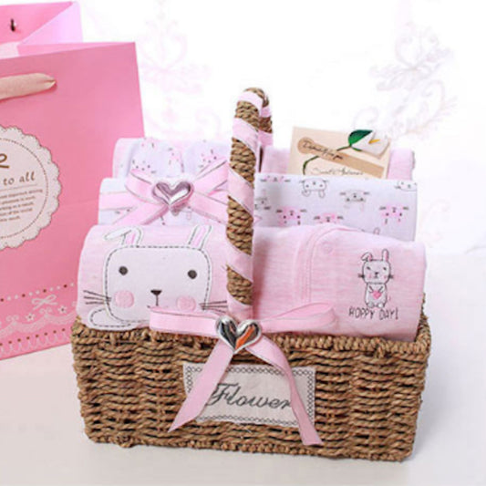 Baby Girl Bunny Rabbit Baby Gift Hamper Basket 3-6 Months