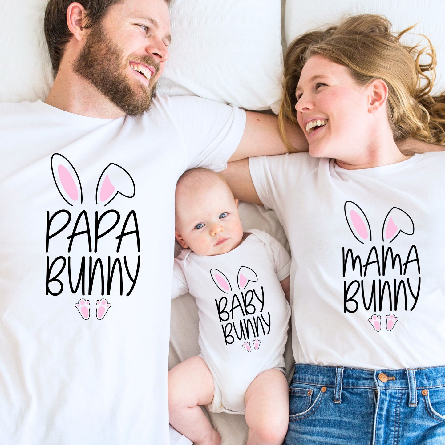 Bunny Family Matching Shirts & Baby Romper Set