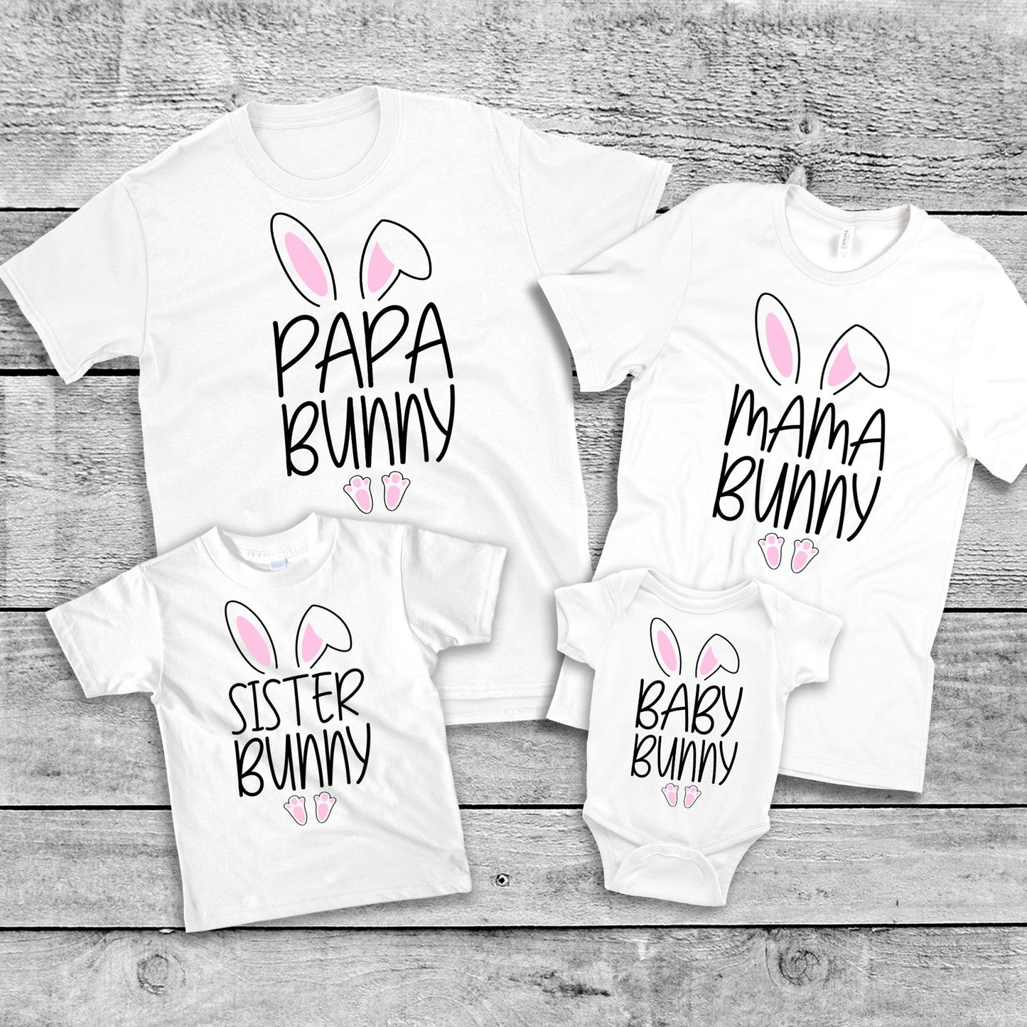 Bunny Family Matching Shirts & Baby Romper Set