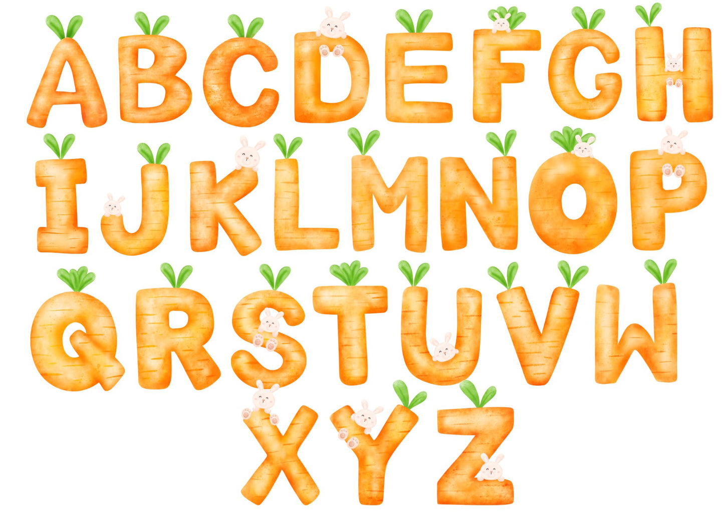 Whimsical Carrot-Themed - Personalized Baby Name Poster