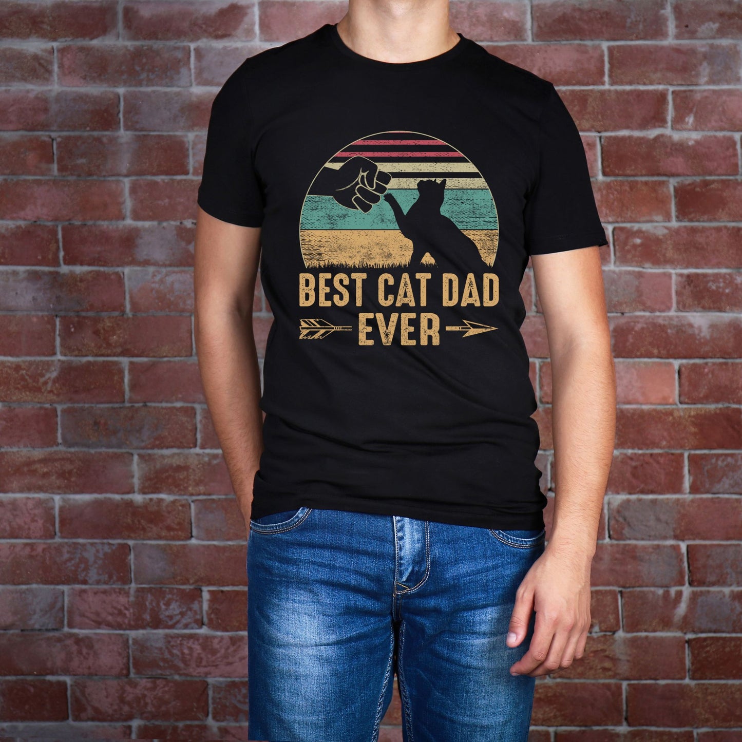 "Cat Dad Ever" T-Shirt for Vintage Father's Day Gift