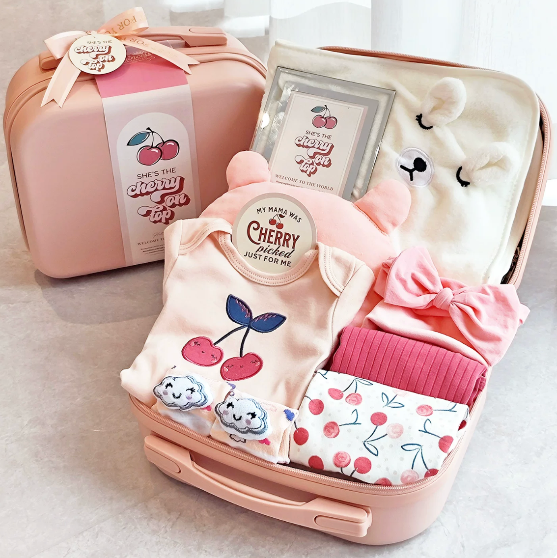 10 Pc Cherry on Top Baby Gift Luggage Set - Best Baby Gift Singapore (3-6 Months)