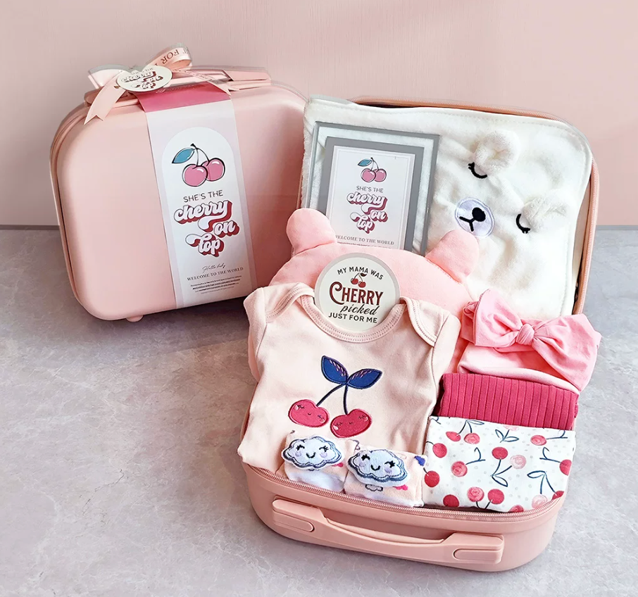10 Pc Cherry on Top Baby Gift Luggage Set - Best Baby Gift Singapore (3-6 Months)