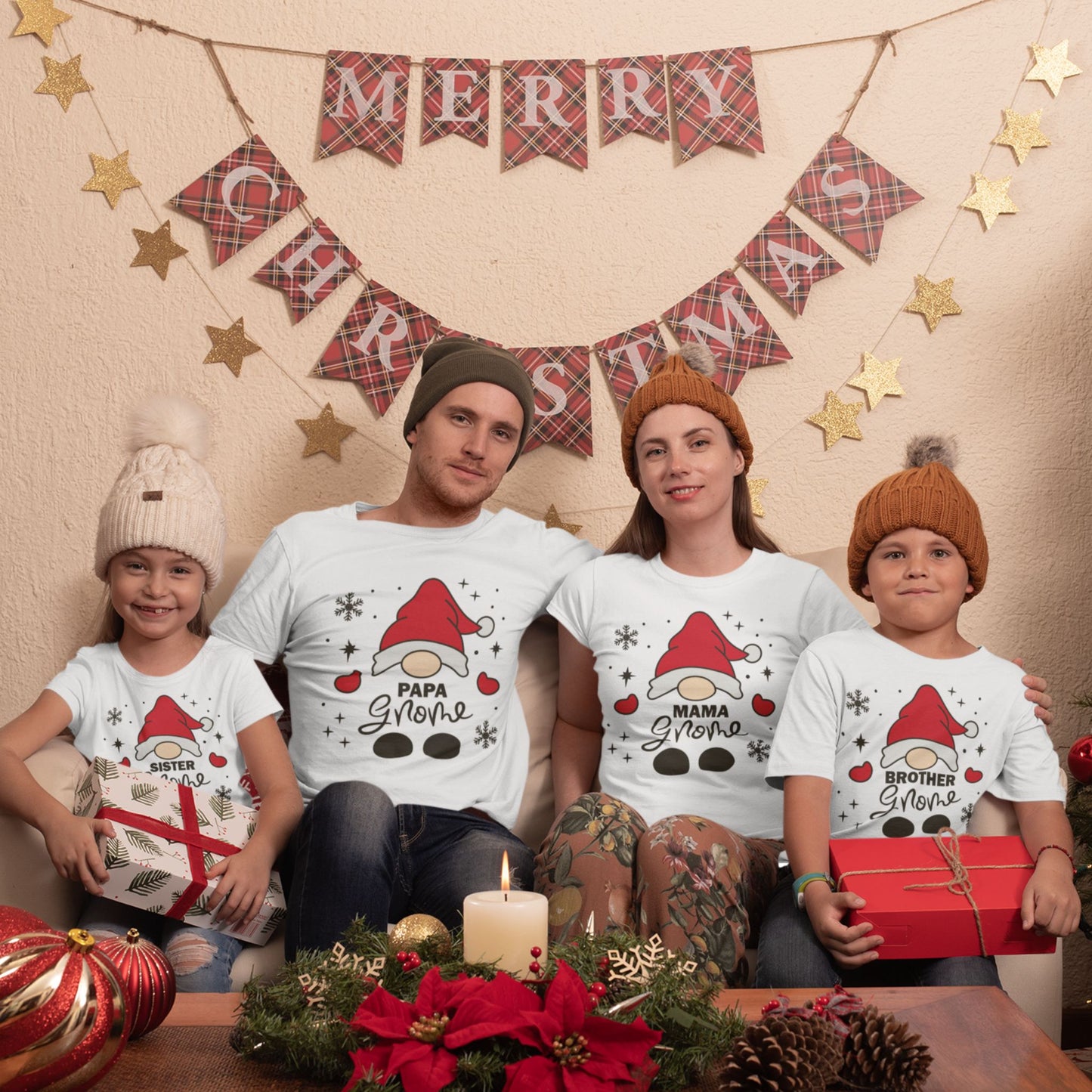 Gnome Family Matching Christmas Family Tee Shirts