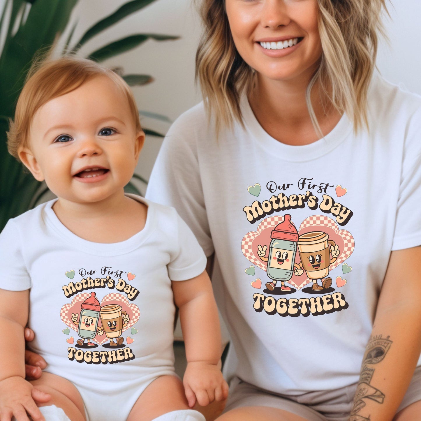 Our First Mother’s Day Together Matching Mom and Baby Set – Retro Edition ☕🍼
