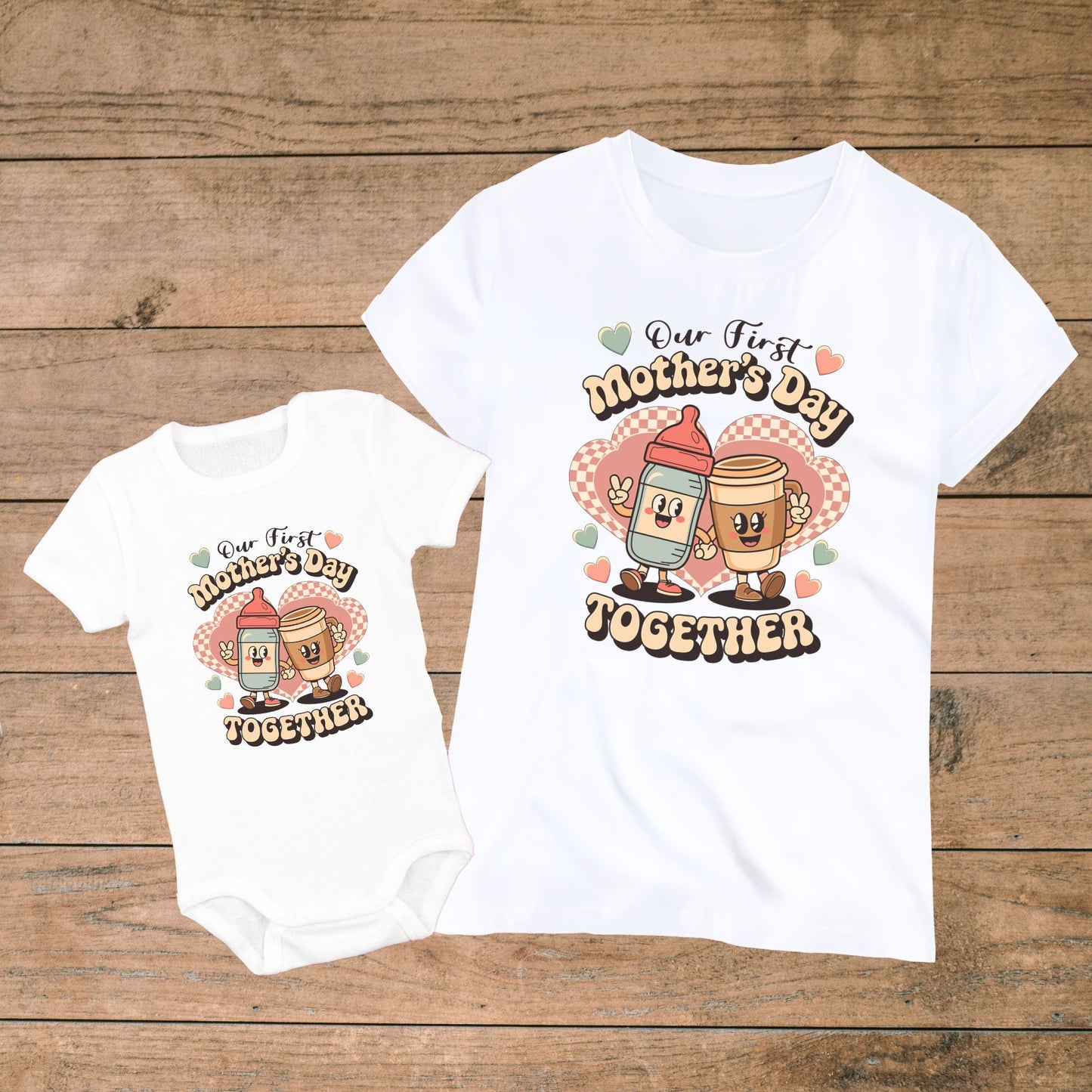 Our First Mother’s Day Together Matching Mom and Baby Set – Retro Edition ☕🍼