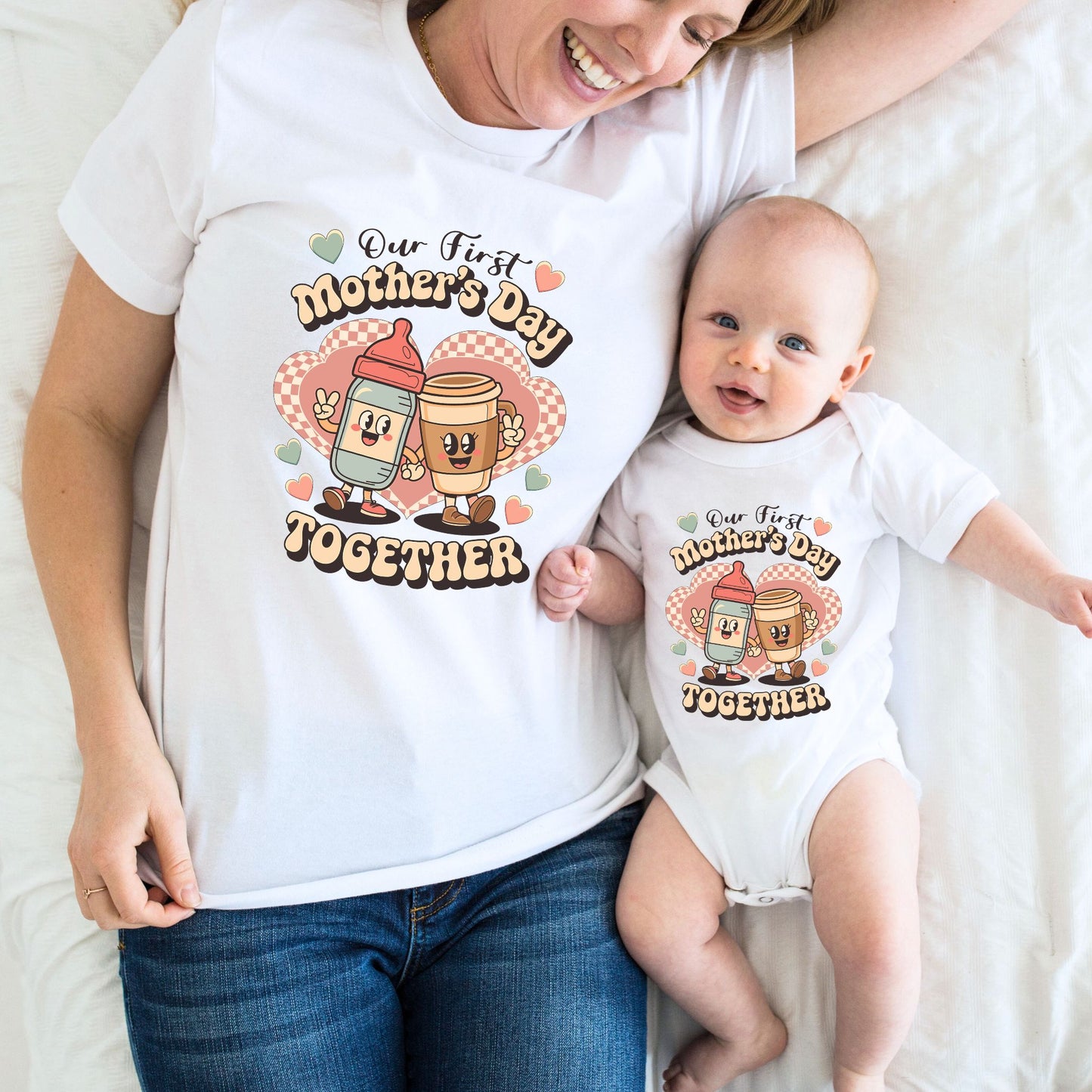 Our First Mother’s Day Together Matching Mom and Baby Set – Retro Edition ☕🍼