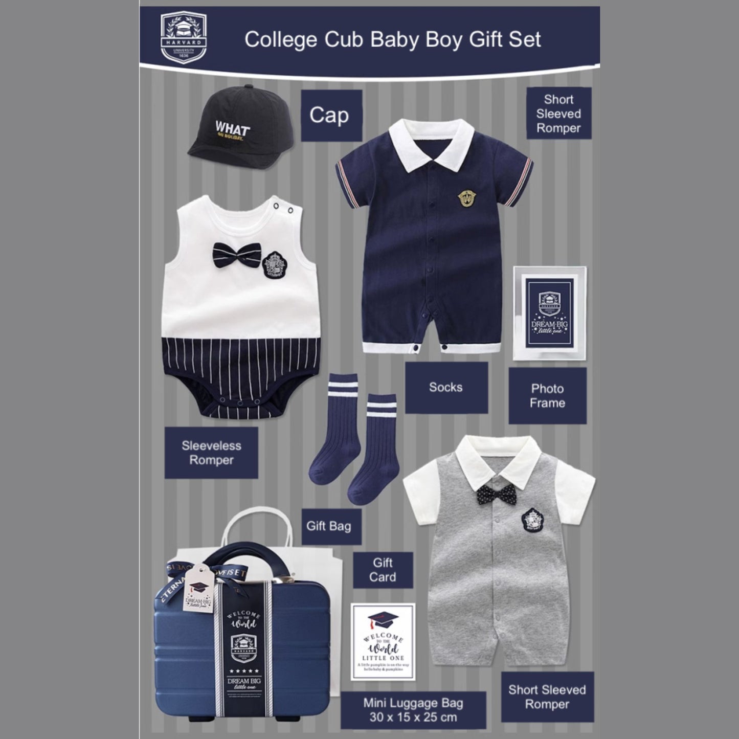 College Cub Baby Boy Gift Set 3-6 months