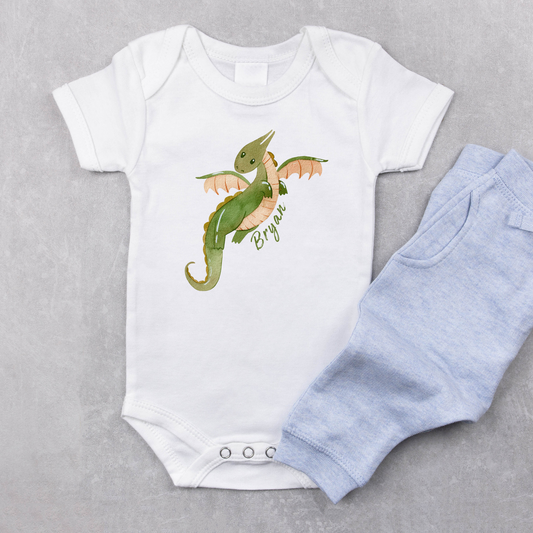 Comfy & Cute: Dragon Romper with Baby Boy's Name