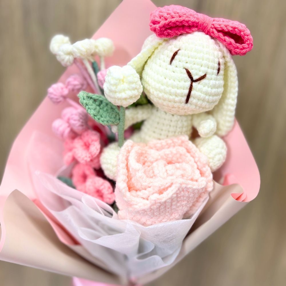 Crochet Flower Symphony Bouquet with Bunny