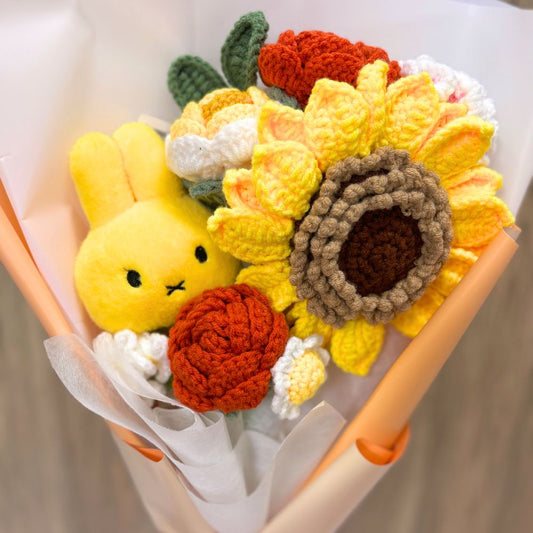 Crochet Sunflower & Miffy Flower Bouquet 🌻