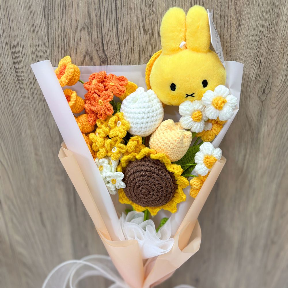 Crochet Sunflower & Miffy Flower Bouquet 🌻