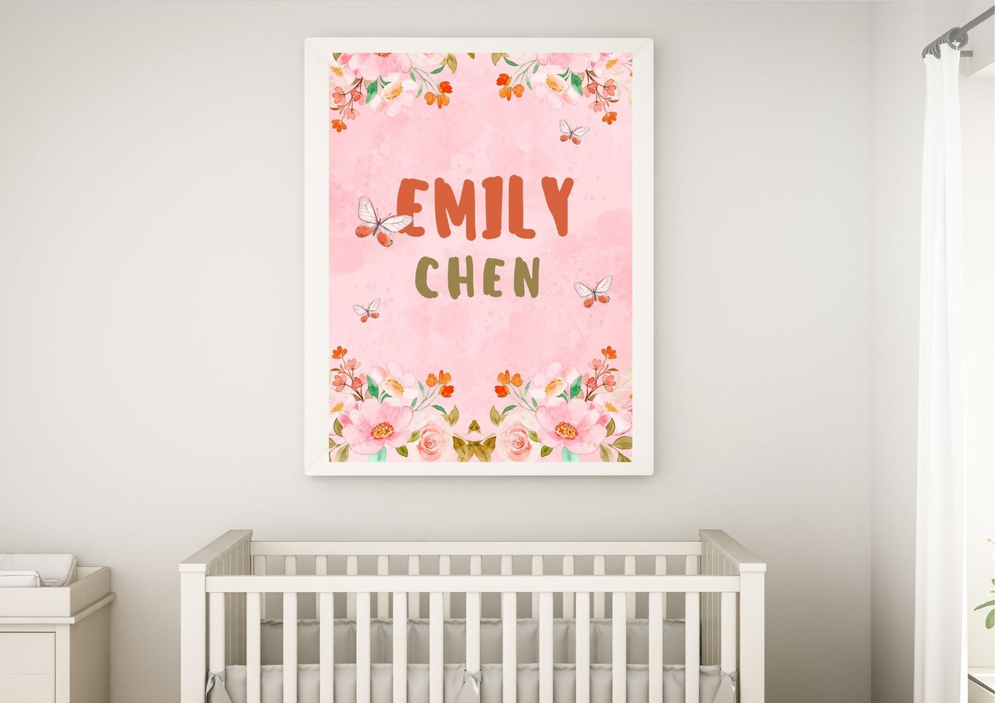 Custom Baby Name Flower Bloom Nursery Wall Poster