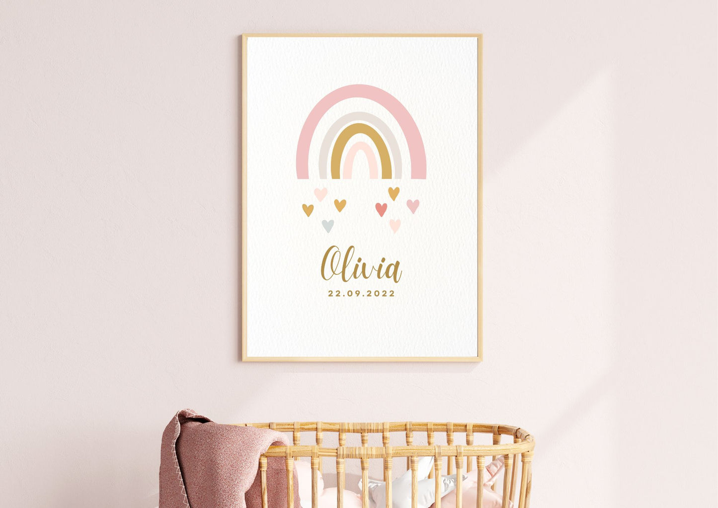 Custom Baby Name Pretty Rainbow Nursery Poster