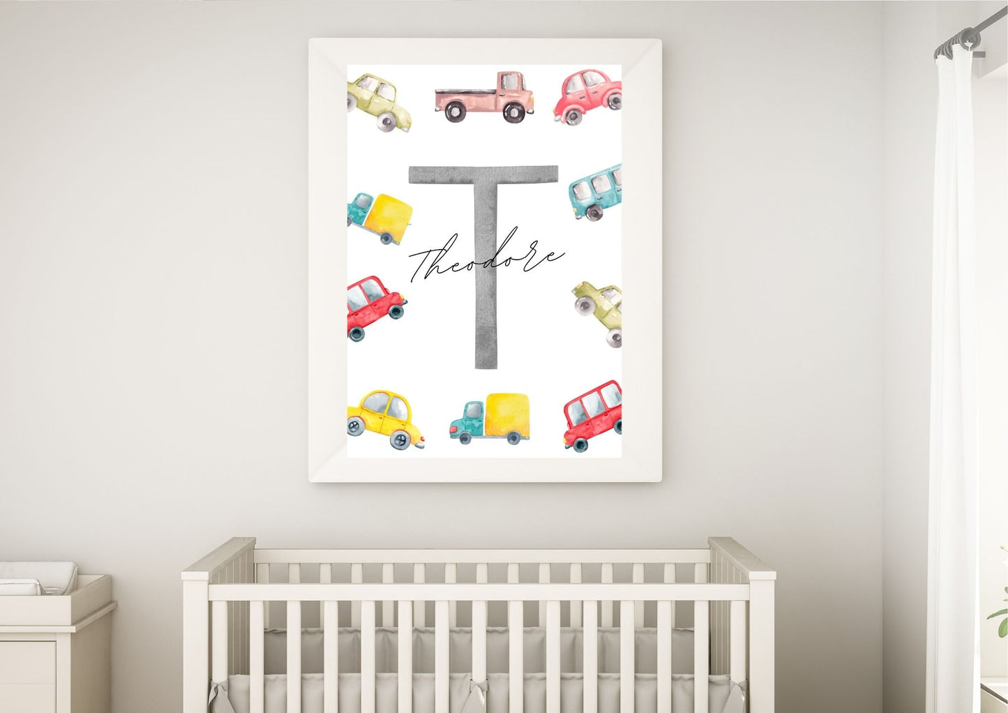 Custom Baby Name Wheels Wonderland Nursery Poster