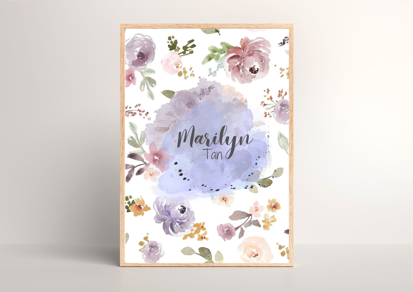 Custom Baby Name Floral Bouquet Nursery Wall Poster