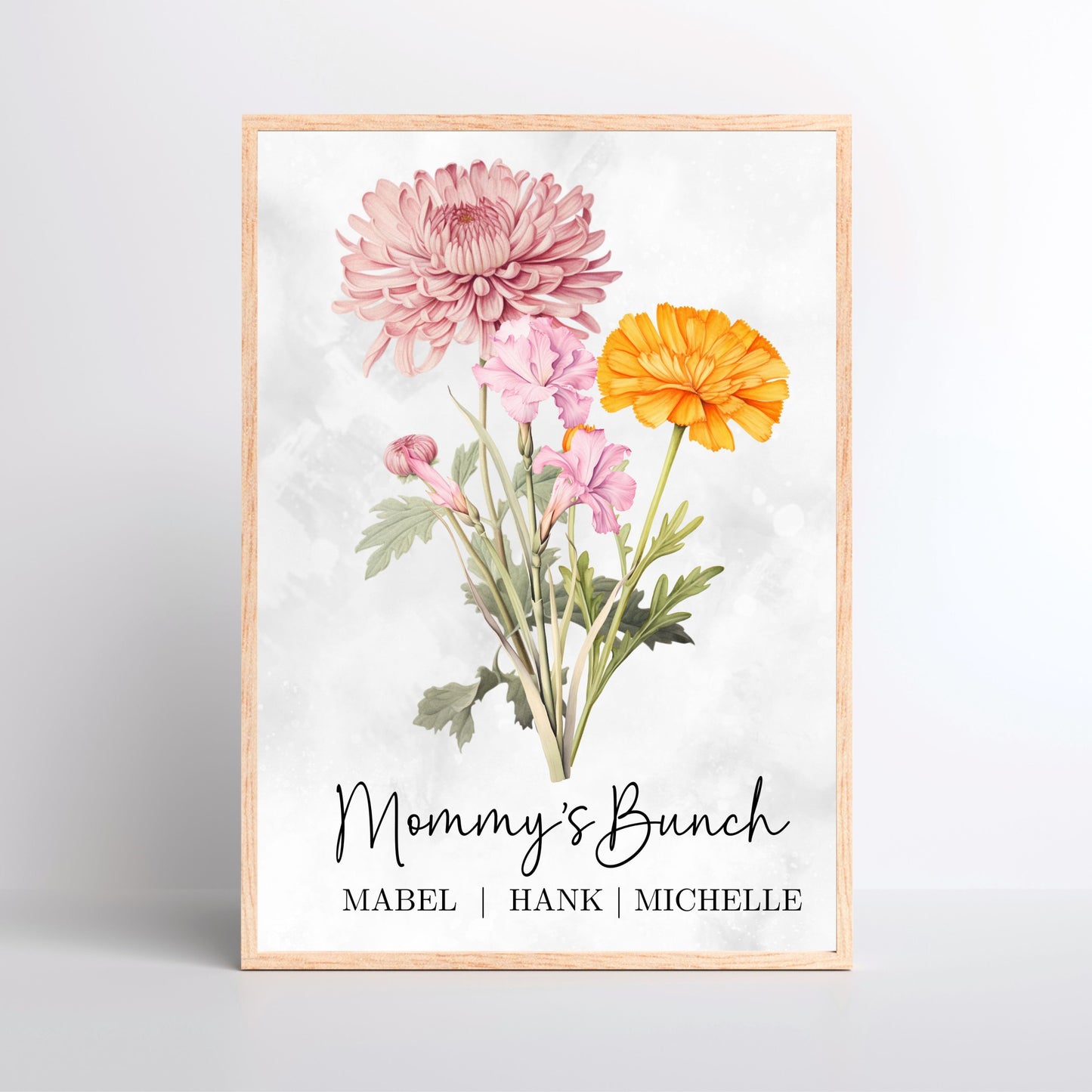 A3 Custom Birth Flower Wall Poster - Gift for Mom