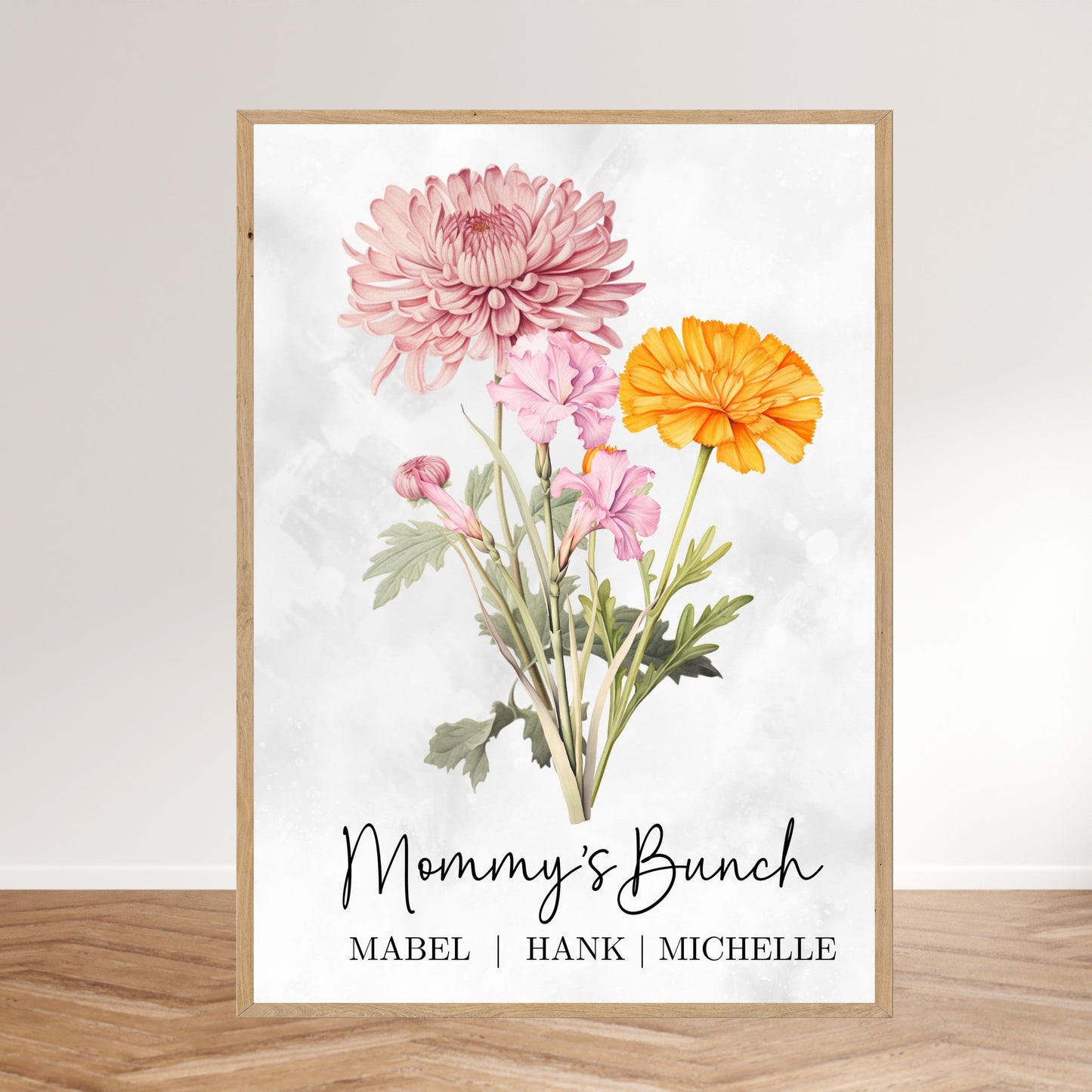 A3 Custom Birth Flower Wall Poster - Gift for Mom