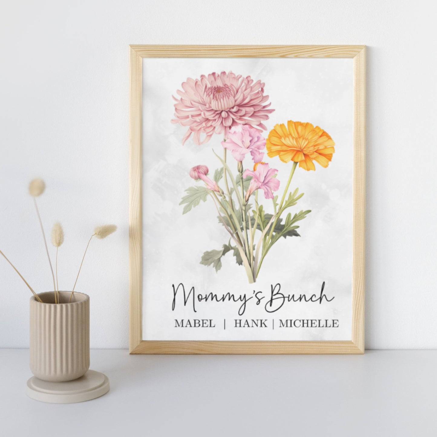 A3 Custom Birth Flower Wall Poster - Gift for Mom