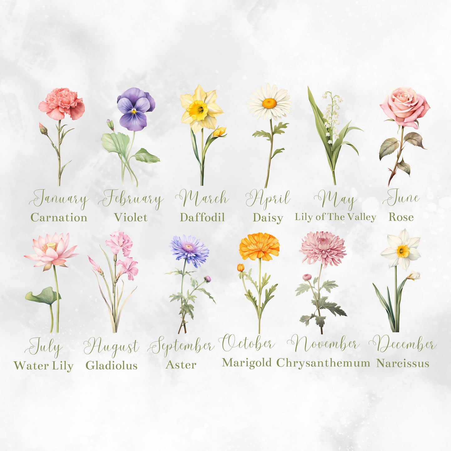 A3 Custom Birth Flower Wall Poster - Gift for Mom