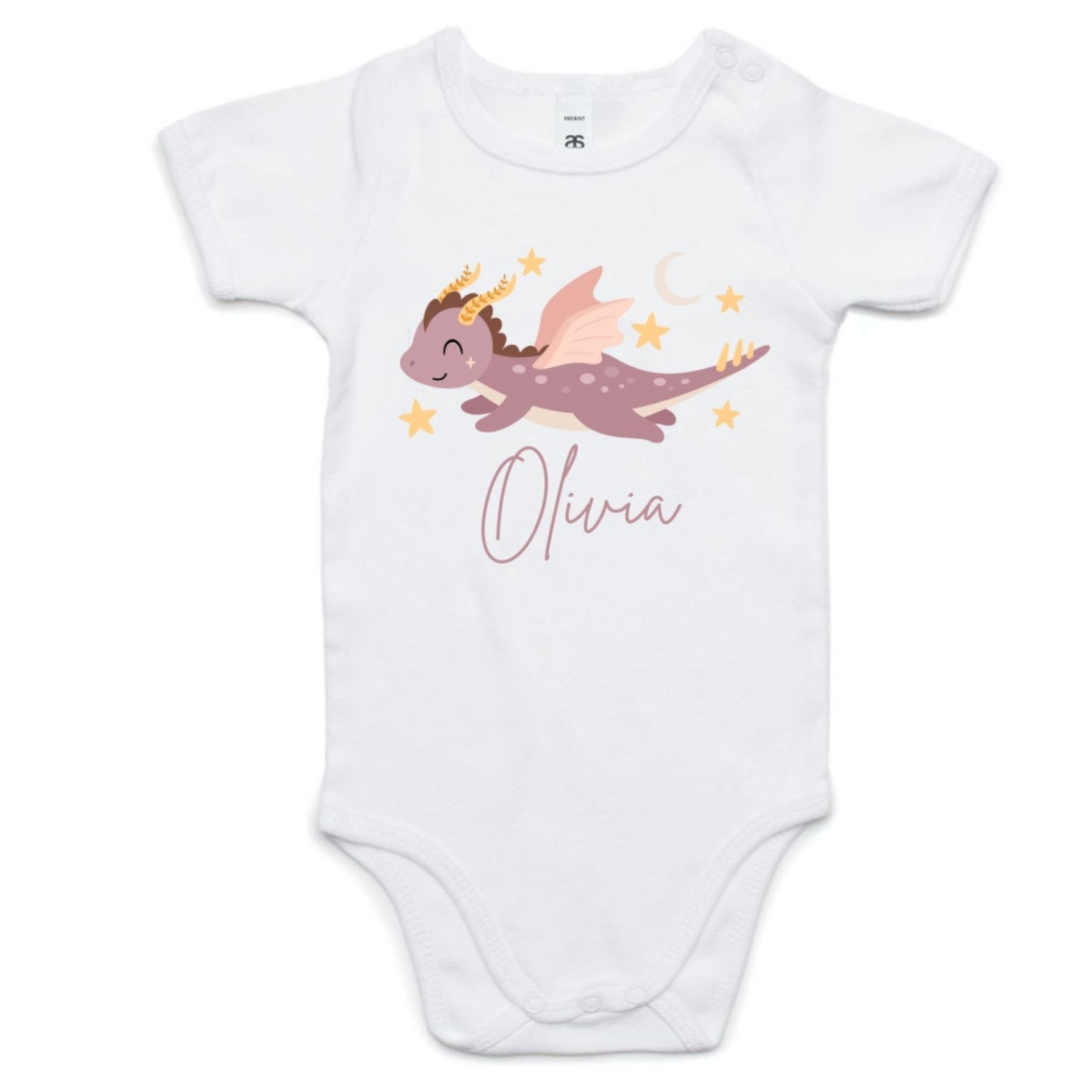 Customised Name Baby Girl Dragon Onesie