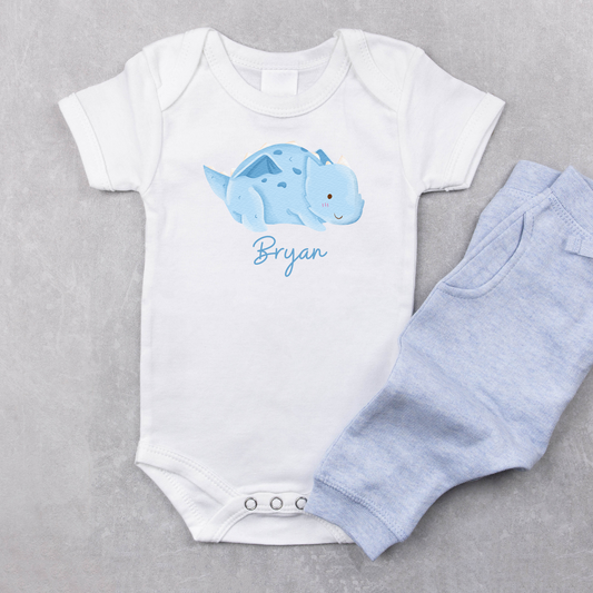 Customised Name Baby Blue Dragon Baby Romper