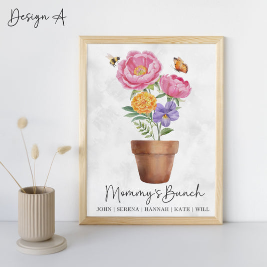 A3 Customised Birth Flower Poster - Mother's Day Gift for Mom