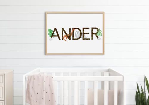 Adorable Dinosaur Customized Newborn Room Decor Poster