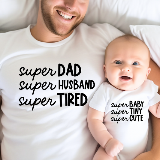 Dynamic Duo! Super Dad & Super Baby: Father and Baby Matching Outfit