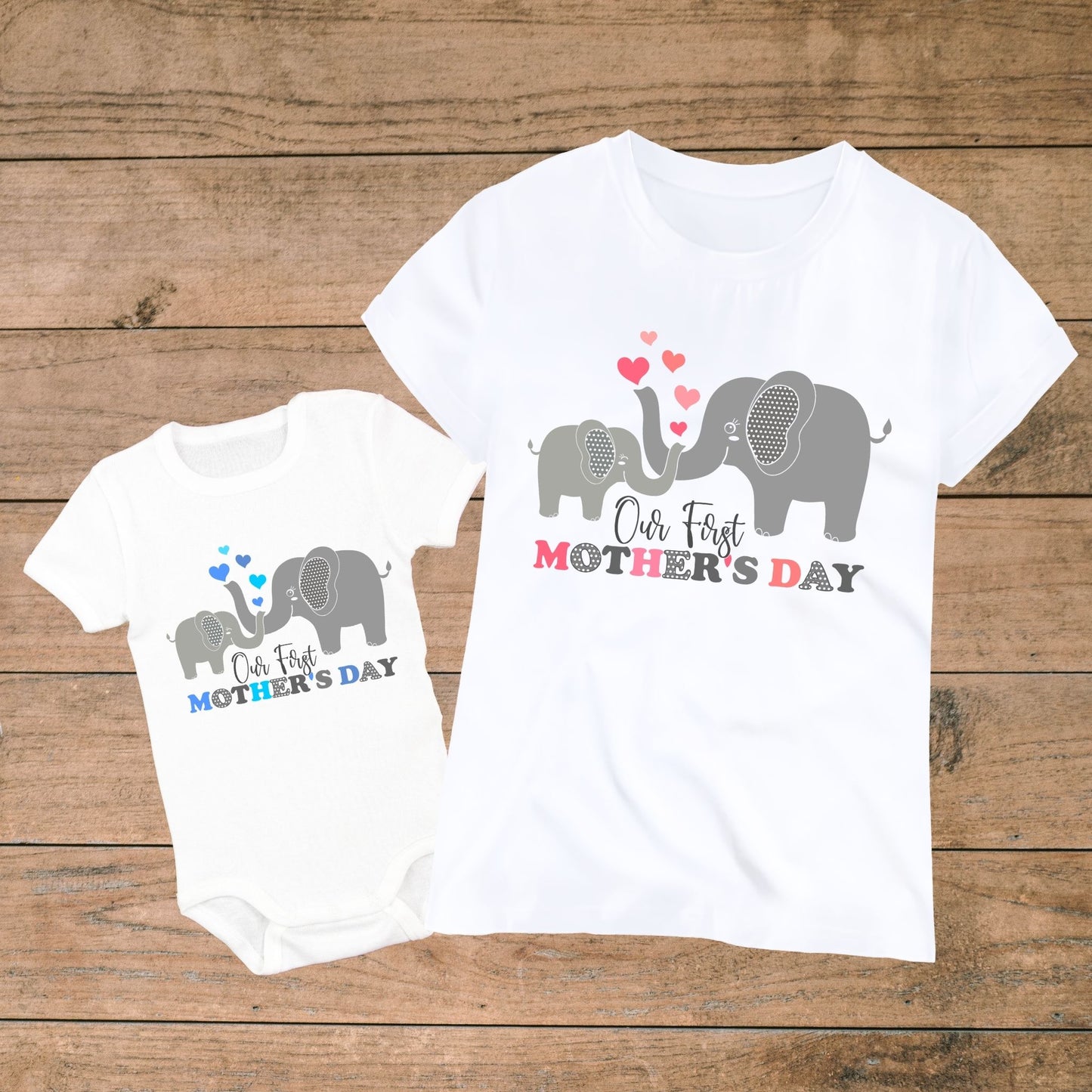 Our First Mother’s Day Mom and Baby Elephant Matching Outfit