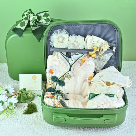 Emerald Elegance Luggage Baby Girl Gift Set 6-9 Months
