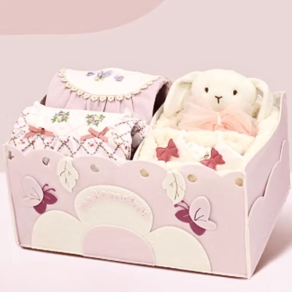 Enchanting Butterflies Lilac Baby Girl Newborn Hamper Bag 3-6 Months