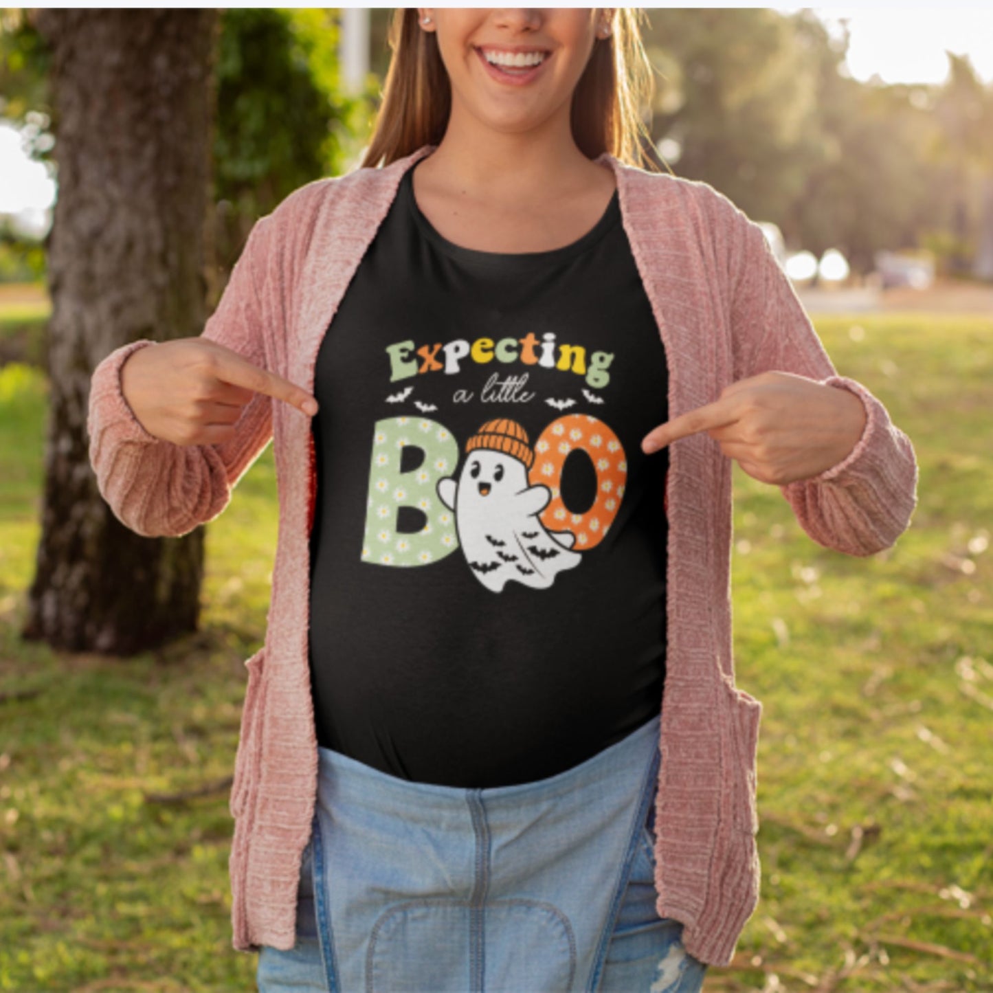Expecting a Little Boo Halloween Maternity T-Shirt