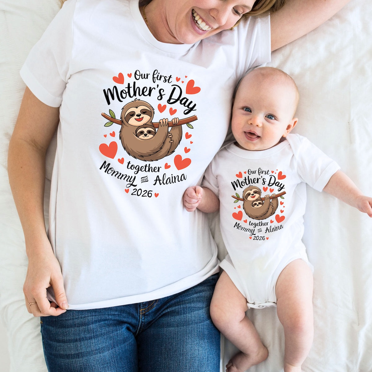 Our First Mother’s Day Mom and Baby Matching Sloth Set