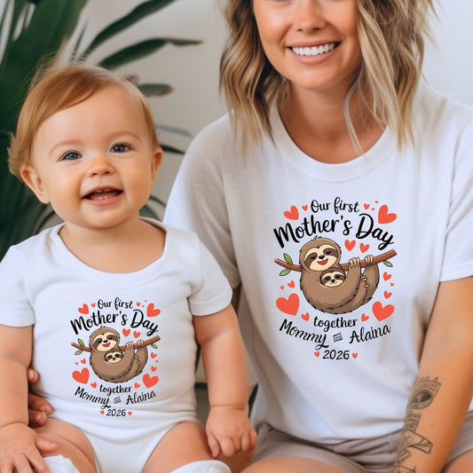 Our First Mother’s Day Mom and Baby Matching Sloth Set